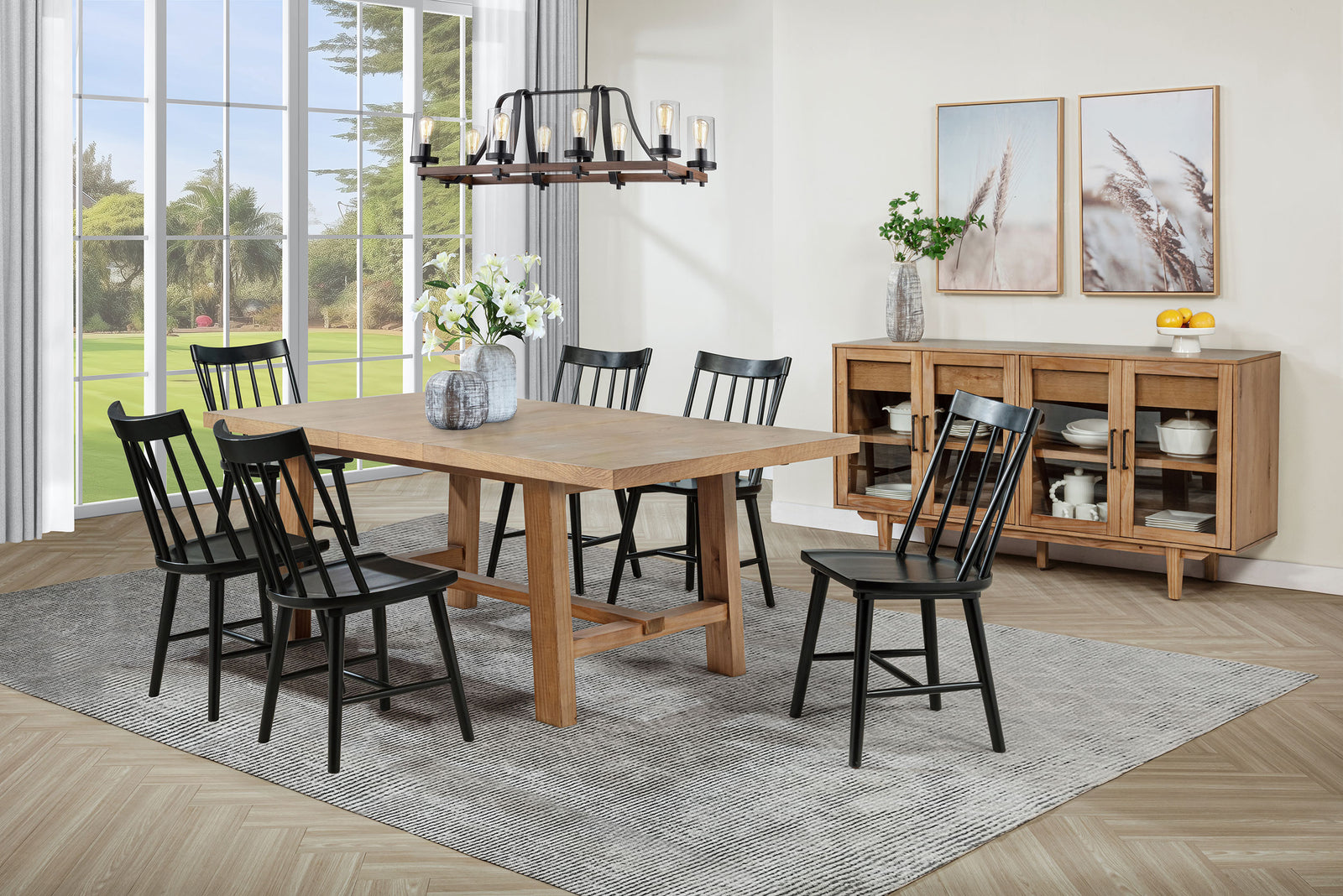 Middleton Brown Black Extension Leaf Dining Room Set