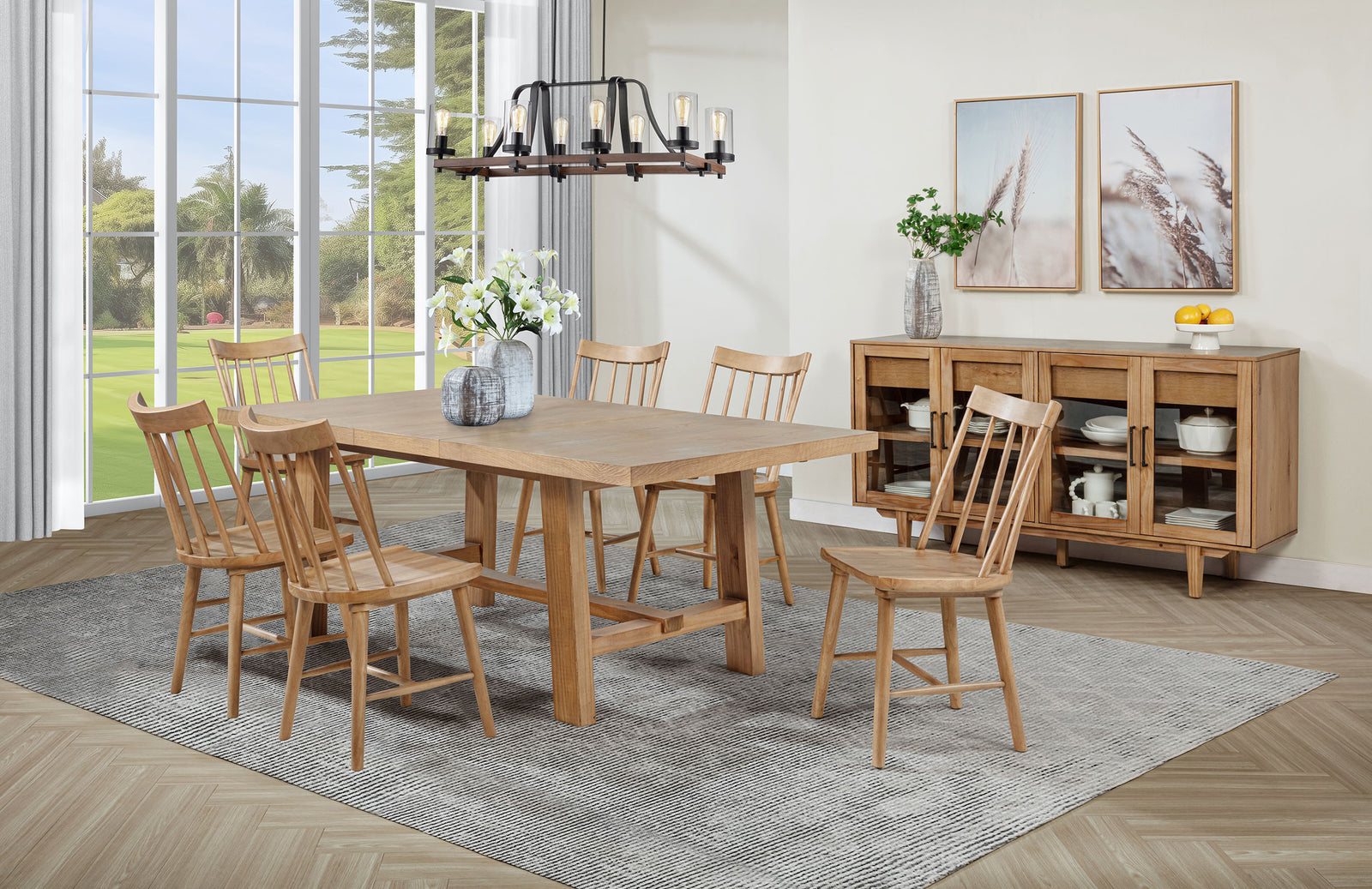 Middleton Natural Brown Extension Leaf Dining Room Set