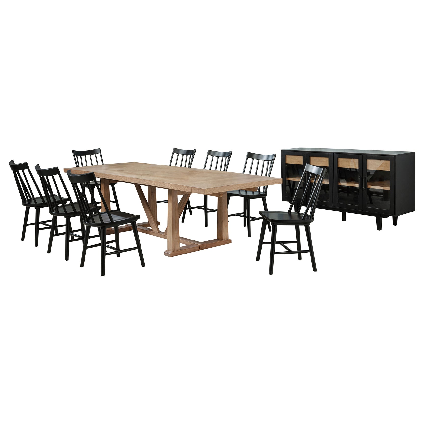 Middleton Natural Brown Black Extension Leaf Dining Room Set