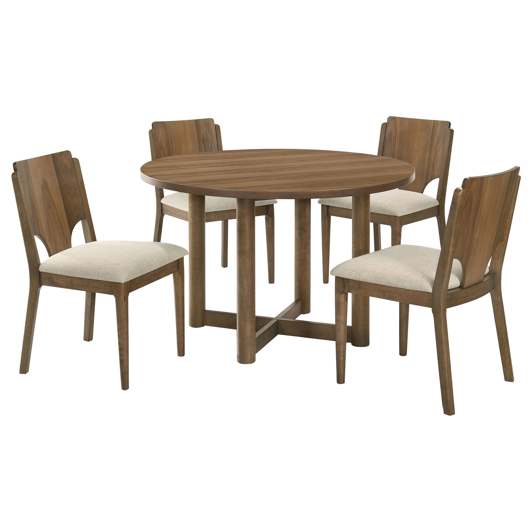 Crestmore Walnut 46-inch Round Wood Dining Room Set