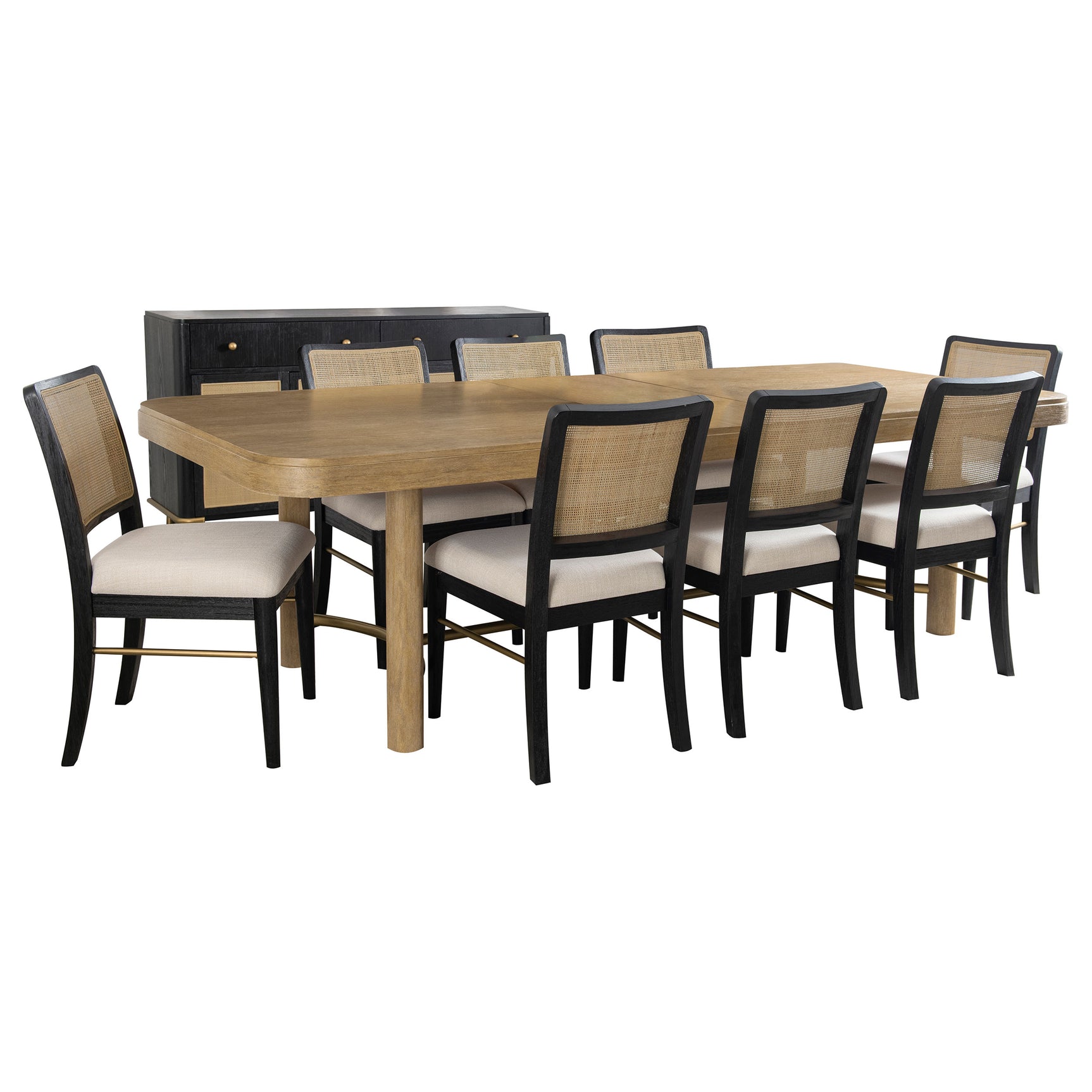 Arini Sand Wash Black Extension Leaf Dining Room Set