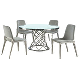Irene Gray Round Glass Top Dining Room Set