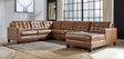 Baskove Auburn Leather 4-Piece Sectional With Chaise 11102S2 - Ella Furniture