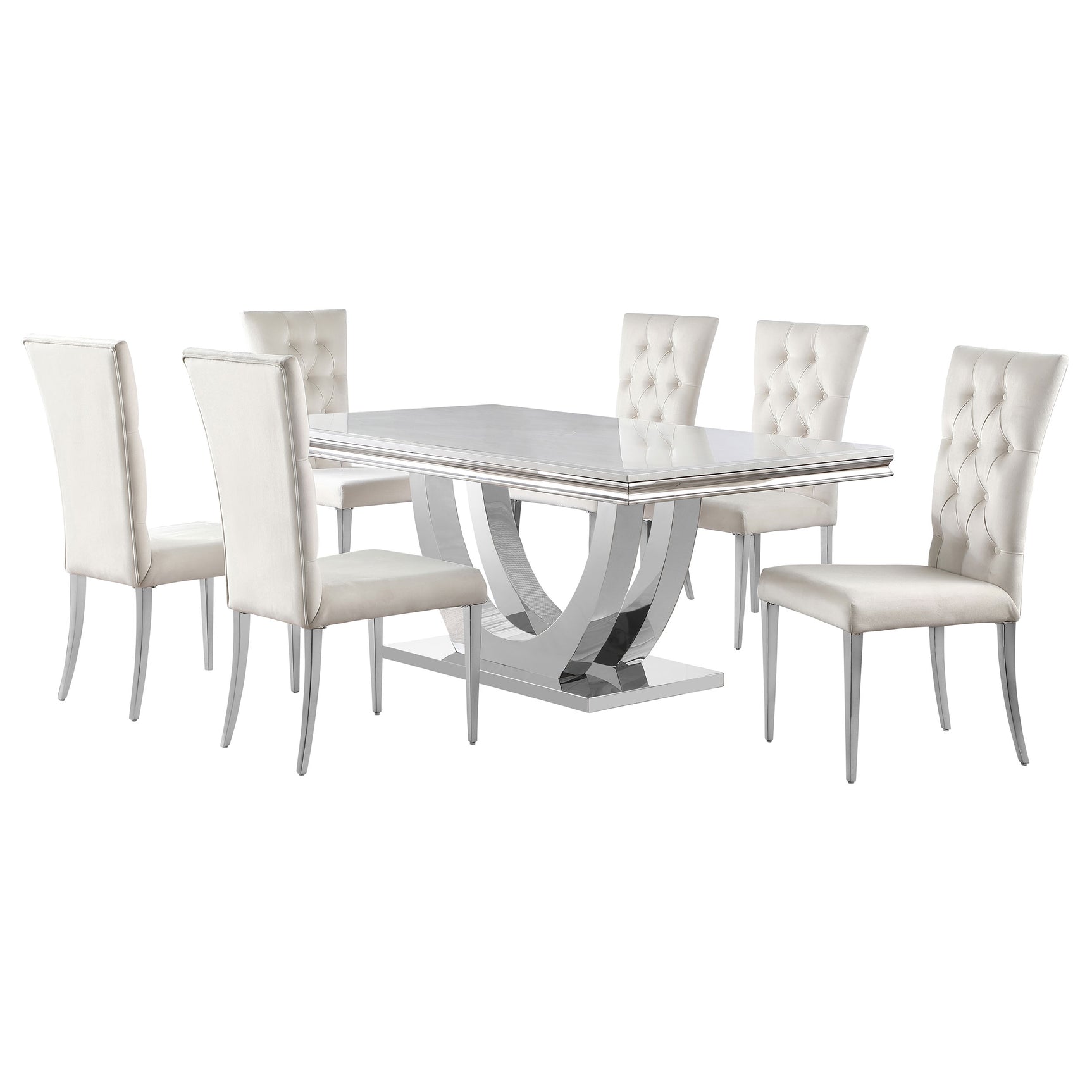 Kerwin White Chrome Rectangular Dining Room Set