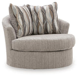 Lofwood Fossil Chenille Swivel Accent Chair — angled view
