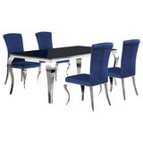 Carone Black Blue 81-inch Rectangular Glass Dining Room Set