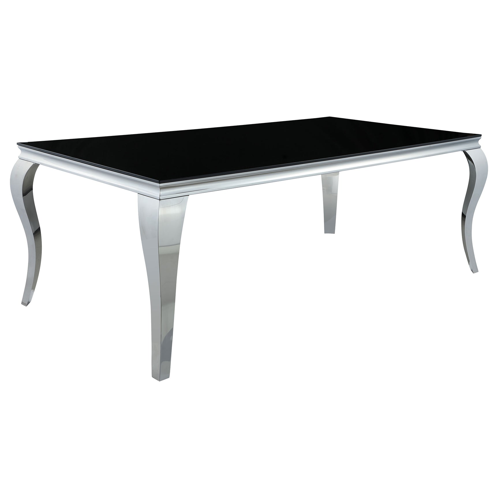 Carone Black Blue 81-inch Rectangular Glass Dining Room Set
