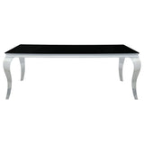 Carone Black Blue 81-inch Rectangular Glass Dining Room Set