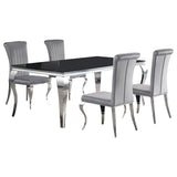 Carone Black Grey 81-inch Rectangular Glass Dining Room Set