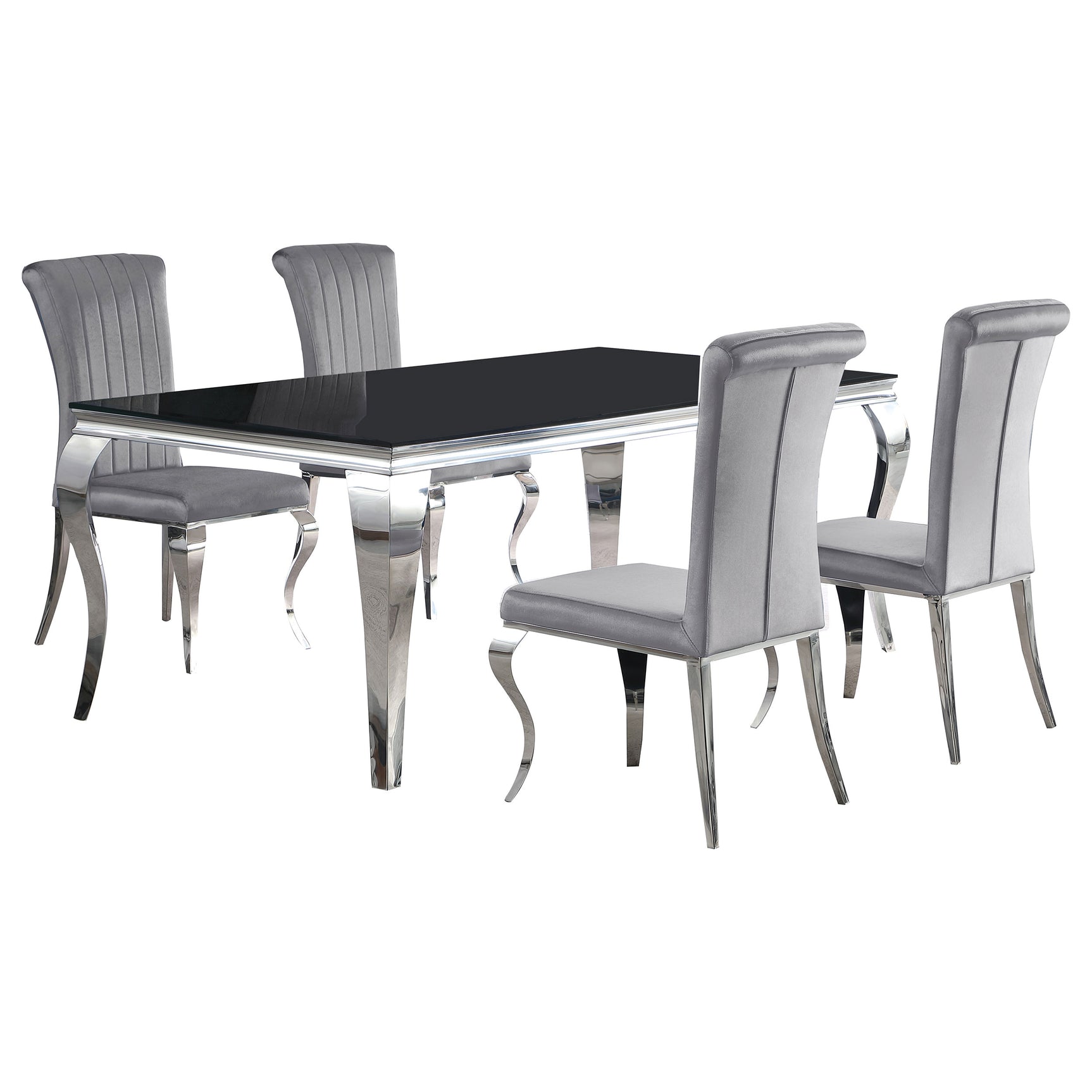 Carone Black Grey 81-inch Rectangular Glass Dining Room Set