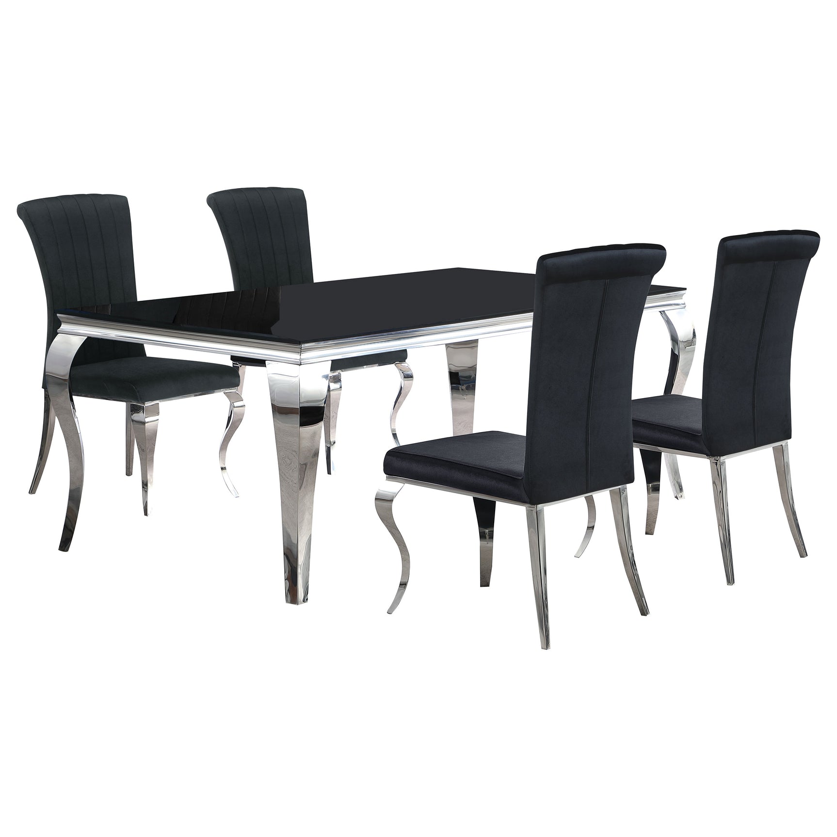 Carone Black 81-inch Rectangular Glass Dining Room Set