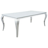 Carone White Blue 81-inch Rectangular Glass Dining Room Set