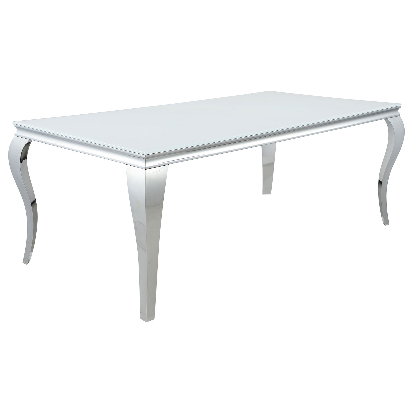 Carone White Blue 81-inch Rectangular Glass Dining Room Set