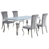 Carone White Gray 81-inch Rectangular Glass Dining Room Set