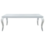Carone White Gray 81-inch Rectangular Glass Dining Room Set