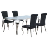 Carone White Black 81-inch Rectangular Glass Dining Room Set