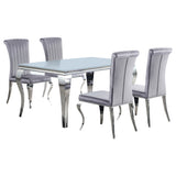 Carone White Gray II 81-inch Rectangular Glass Dining Room Set