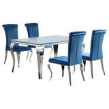Carone White Teal II 81-inch Rectangular Glass Dining Room Set