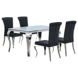 Carone White Black II 81-inch Rectangular Glass Dining Room Set