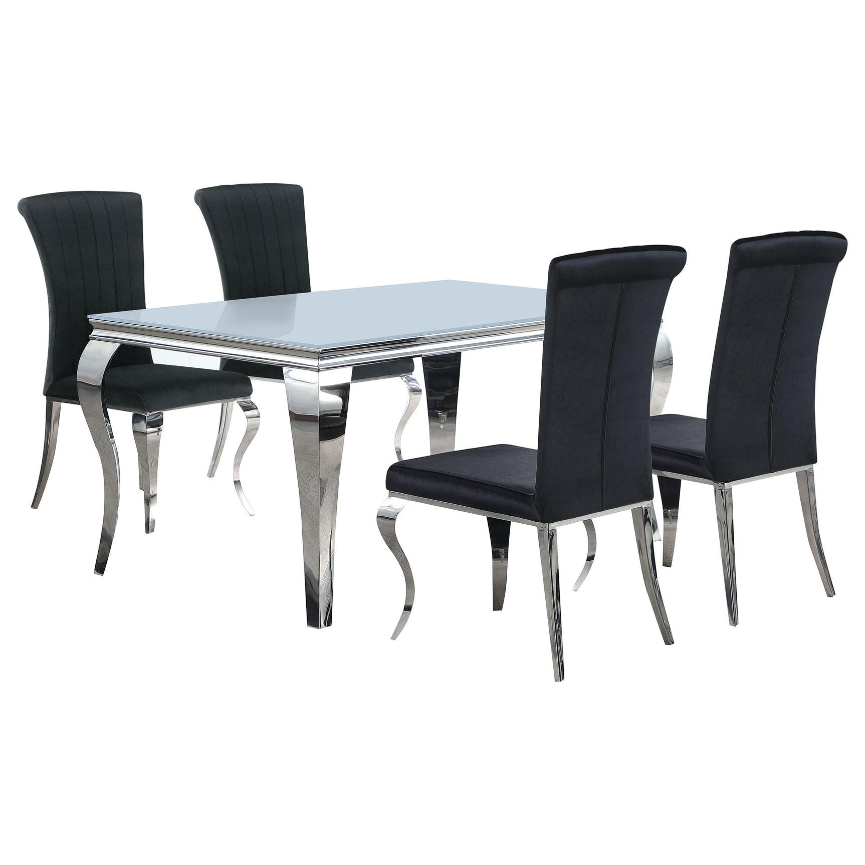 Carone White Black II 81-inch Rectangular Glass Dining Room Set