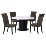 Sherry Brown Round Marble Top Dining Room Set