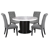Sherry Gray Round Marble Top Dining Room Set