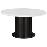 Suzanne Black and White Round Dining Set with Bench