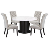 Sherry Sand Round Marble Top Dining Room Set