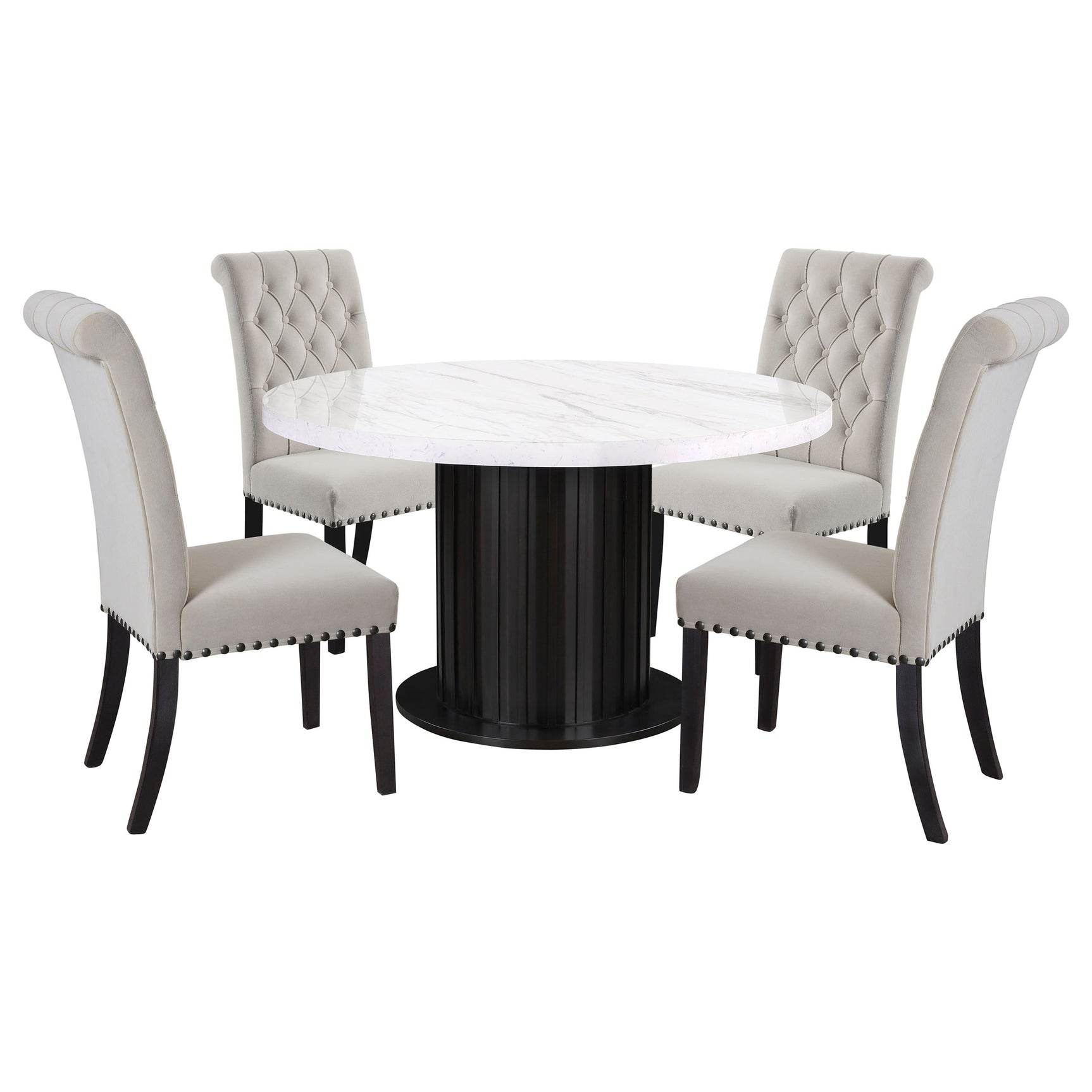 Sherry Sand Round Marble Top Dining Room Set