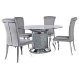 Ellie Grey Mirrored Pedestal Dining Room Set