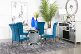 Ellie Teal Mirrored Pedestal Dining Room Set