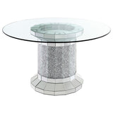 Ellie Teal Mirrored Pedestal Dining Room Set