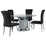 Ellie Black Mirrored Pedestal Dining Room Set