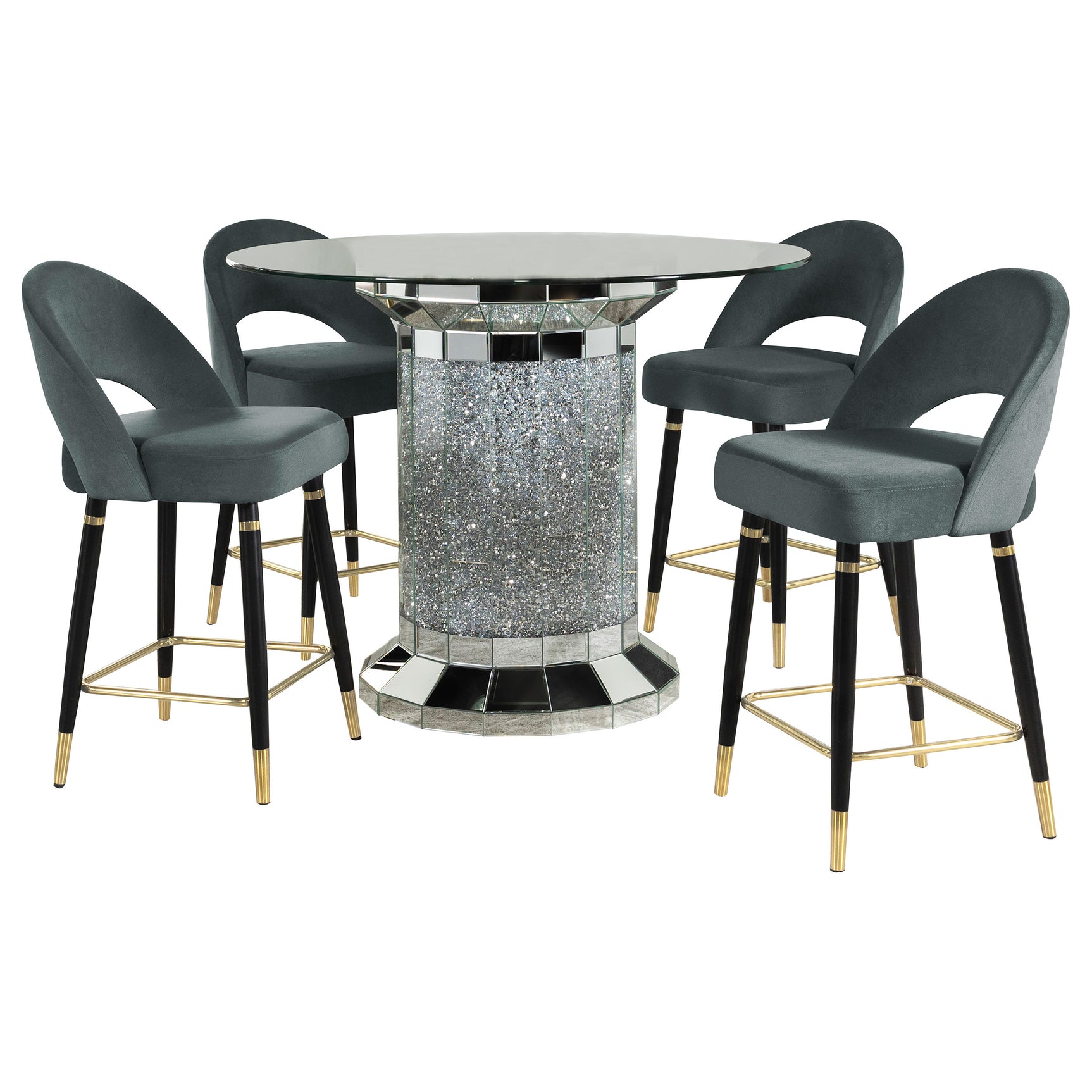 Ellie Grey Mirrored Counter Height Set