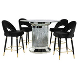 Ellie Black Mirrored Counter Height Set