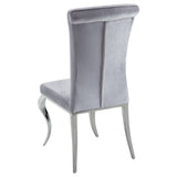 Quinn Gray Round Glass Top Mirrored Dining Room Set