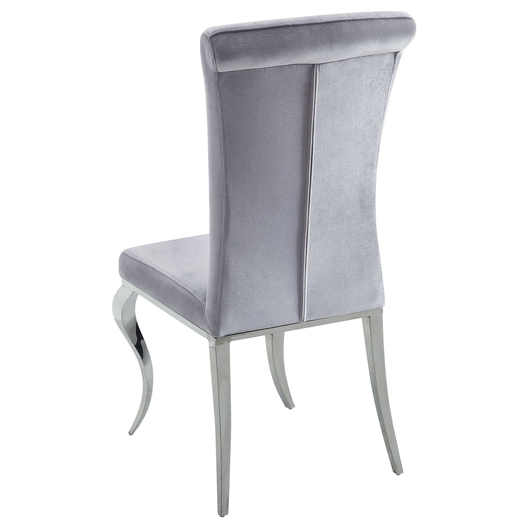 Quinn Gray Round Glass Top Mirrored Dining Room Set