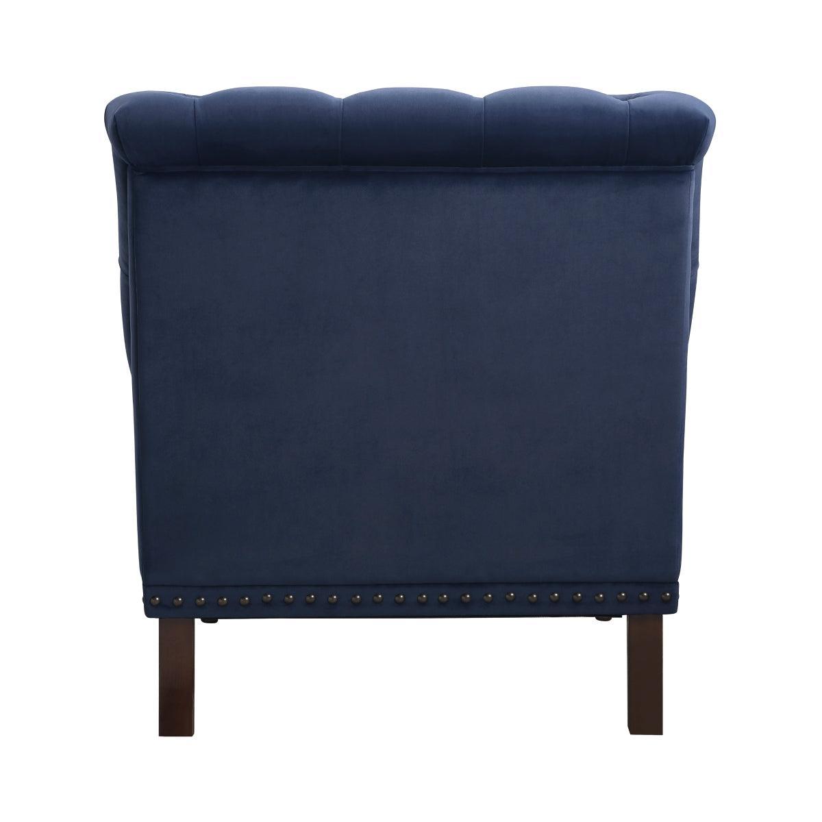 Holland Park Dark Blue Solid Wood And Plywood Velvet Fabric Upholstery Tufted Accent Chair - Ella Furniture