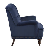 Holland Park Dark Blue Solid Wood And Plywood Velvet Fabric Upholstery Tufted Accent Chair - Ella Furniture