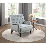 Holland Park Gray Solid Wood And Plywood Velvet Fabric Upholstery Tufted Accent Chair - Ella Furniture