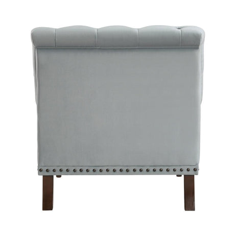 Holland Park Gray Solid Wood And Plywood Velvet Fabric Upholstery Tufted Accent Chair - Ella Furniture