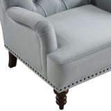 Holland Park Gray Solid Wood And Plywood Velvet Fabric Upholstery Tufted Accent Chair - Ella Furniture