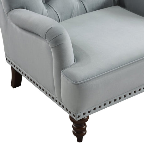 Holland Park Gray Solid Wood And Plywood Velvet Fabric Upholstery Tufted Accent Chair - Ella Furniture