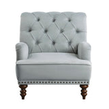 Holland Park Gray Solid Wood And Plywood Velvet Fabric Upholstery Tufted Accent Chair - Ella Furniture