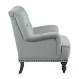 Holland Park Gray Solid Wood And Plywood Velvet Fabric Upholstery Tufted Accent Chair - Ella Furniture