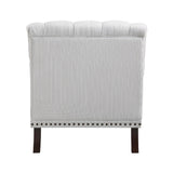 Holland Park Gray/White Solid Wood And Plywood Textured Fabric Upholstery Tufted Accent Chair - Ella Furniture
