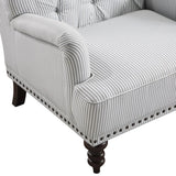 Holland Park Gray/White Solid Wood And Plywood Textured Fabric Upholstery Tufted Accent Chair - Ella Furniture