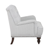 Holland Park Gray/White Solid Wood And Plywood Textured Fabric Upholstery Tufted Accent Chair - Ella Furniture