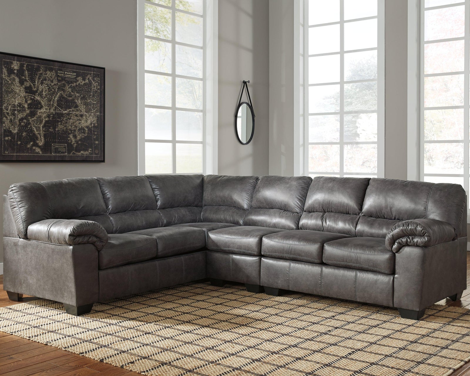 Bladen Slate Faux Leather 3-Piece Sectional - Ella Furniture