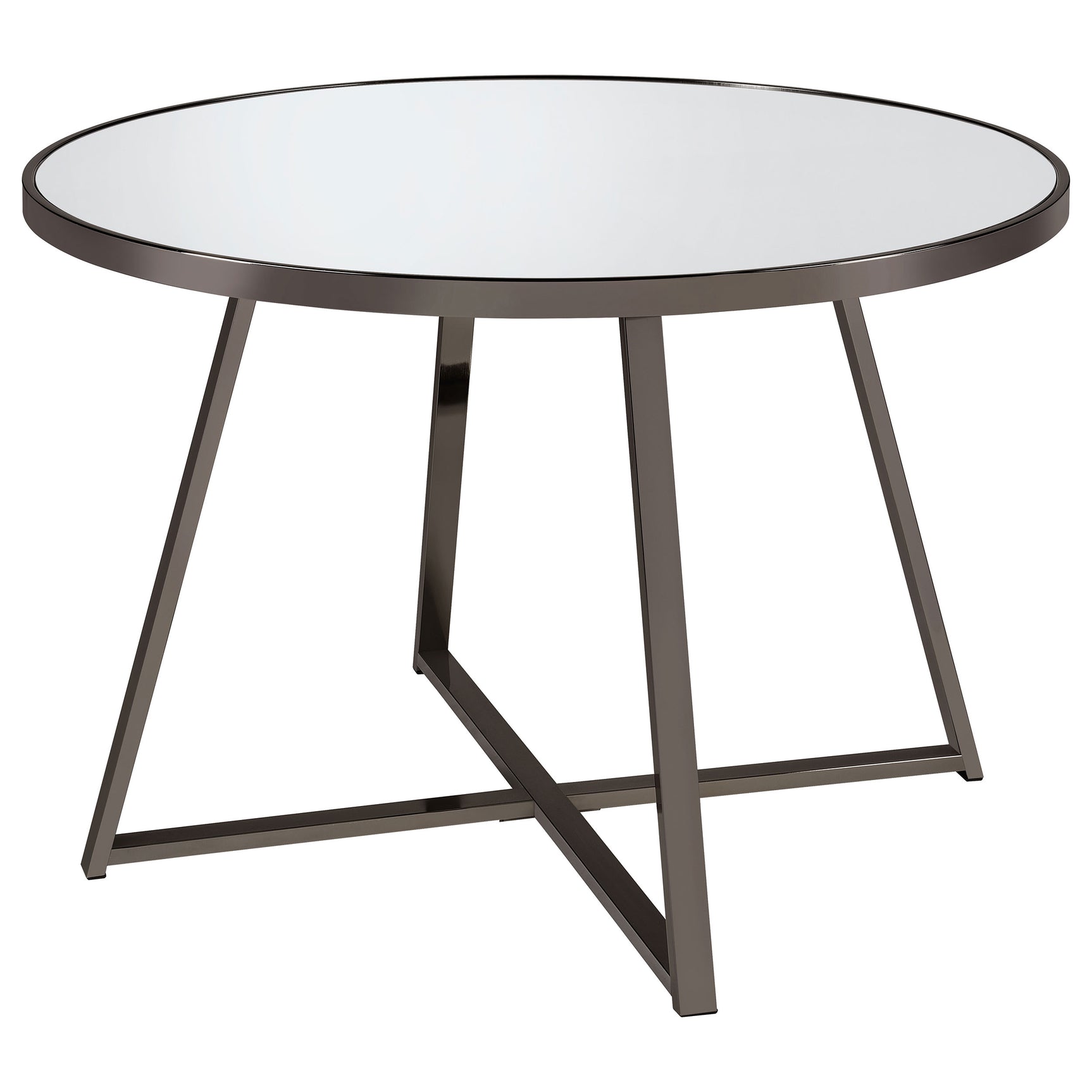 Jillian Black Nickel Round Mirror Top Dining Room Set